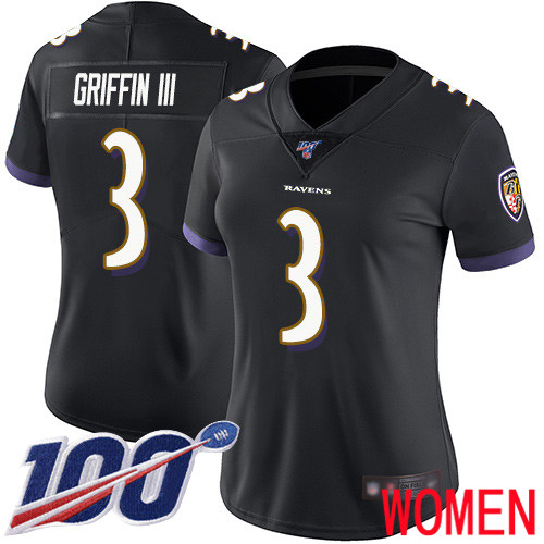 Baltimore Ravens Limited Black Women Robert Griffin III Alternate Jersey NFL Football #3 100th Season Vapor Untouchable->nfl t-shirts->Sports Accessory